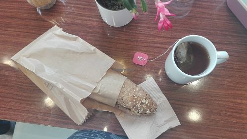 vegan sandwich and yogi tea at Bamboo Vegan Cafe in Athens