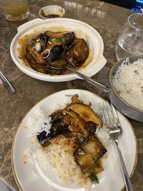 Aubergine and mushroom clay pot   at Shan Shui in Bicester