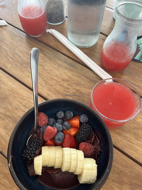 Acai Bowl and watermelon juice   at Single Fin - The Surf House in Dubai