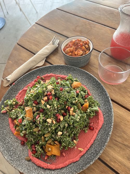 Kale salad and beans   at Single Fin - The Surf House in Dubai