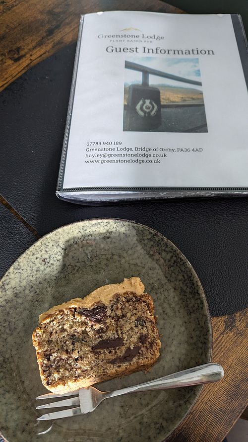 Welcome cake (peanut butter/chocolate) at Greenstone Lodge  in Bridge Of Orchy