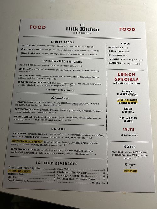 Menú  at Blackbook in Palm Springs