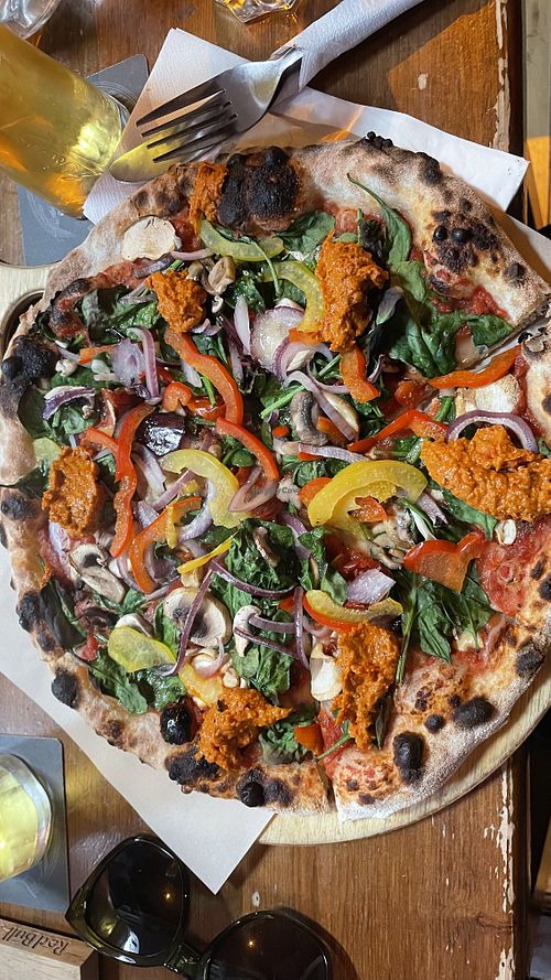 The Stephen Kenny (vegan) pizza  at The Back Page in Phibsborough