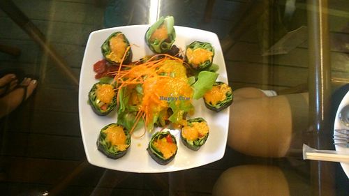 Raw Veggie sushi with salad (the dressing is so incredible!!) at Rasayana Raw Healthy Deli in Bangkok