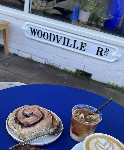 Vegan cinabuffin & iced oat latte  at Pause Coffee Shop & Bakery in Birmingham