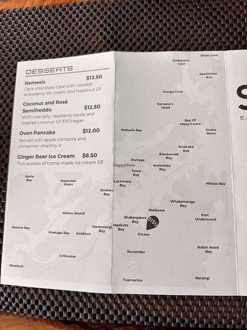 Part menu  at Sisu in Picton