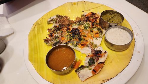 mixed veggie uthappam. yum at MINAKSHI Veg Restaurant and Cafe in Pondicherry