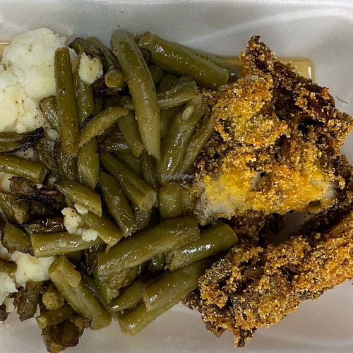 Chicken green beans and mashed potato at Love in Action Cafe - Maybe closed in Charlotte