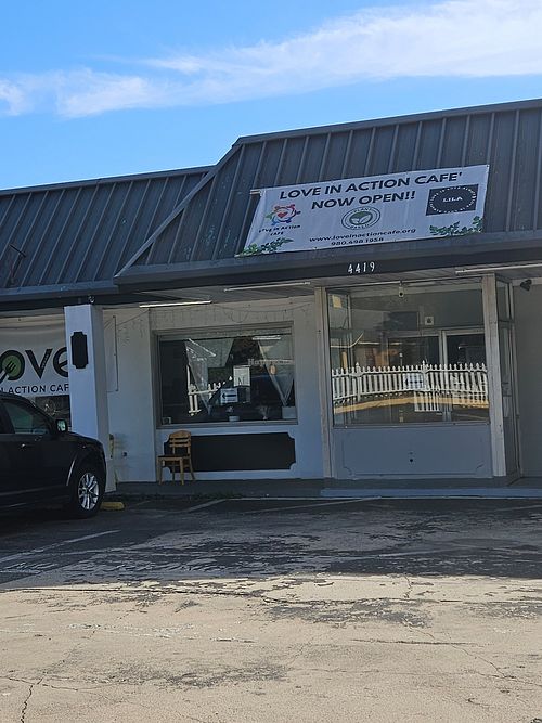 Right off the freeway. Easy to get to from airport at Love in Action Cafe - Maybe closed in Charlotte