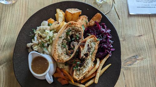 Sunday roast - Mushroom Wellington version at Reishi Plant Kitchen in Worcester