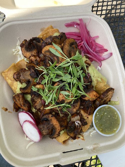 Potato taquitos with mushrooms   at Tito's Taquitos in Portland