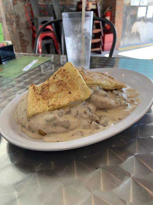 Just egg over gravy  at Atomic Biscuit in Canton