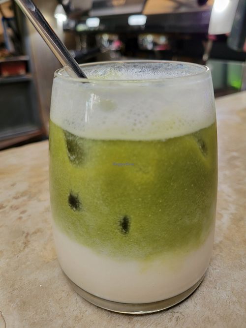 Iced matcha oat milk at MOSS in Tbilisi