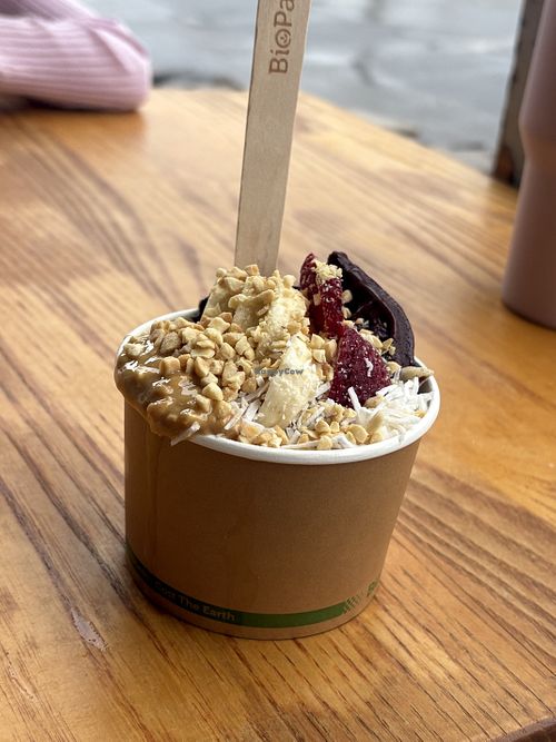 Peanut Butter Acai Bowl. Vegan and gluten free    at Clean Bowled in Bright