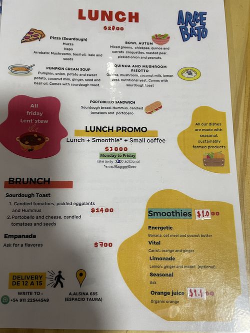 Menu  at Arrebato Cafe in Buenos Aires