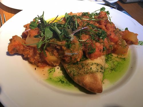 Mushroom (something something) with pumpkin. Tasty, but a small portion for a hungry vegan! at F-hoone in Tallinn