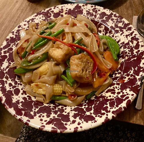 Tofu drunken noodles (vegan & GF)  at Rosa's Thai Cafe in London