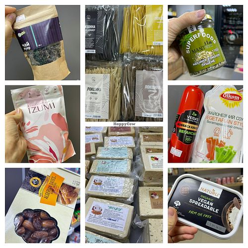 Teas, vegan mayo, sausage, pasta, tofu, vegan spread at Natura  in Ternopil