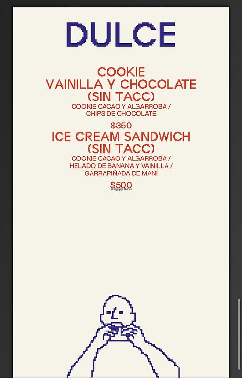 sweet menu at Sanguich in Buenos Aires