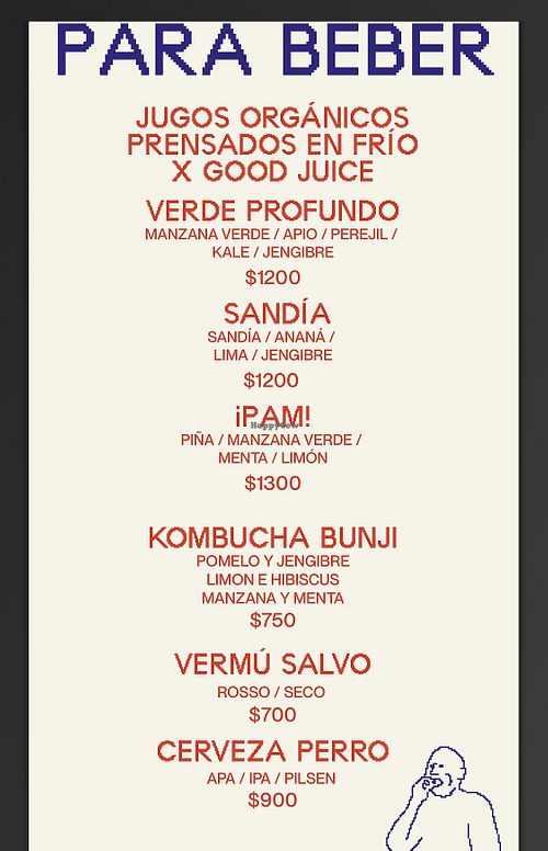 menu at Sanguich in Buenos Aires