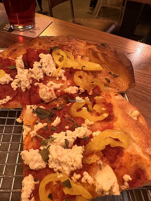Vegan pizza  at Columbus Brewing Company Beer Hall in Columbus