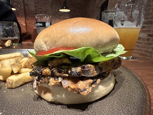 Vegan Black Bean Burger  at Columbus Brewing Company Beer Hall in Columbus