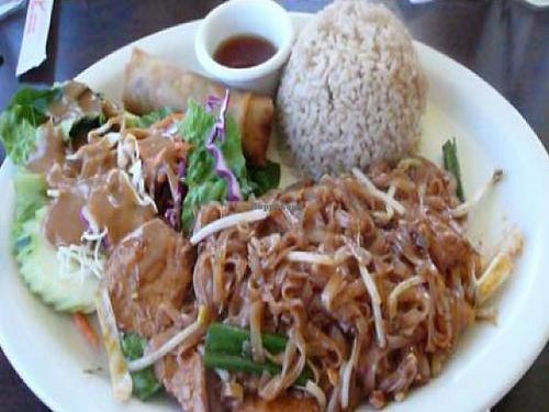 Soy chicken pad thai. at California Vegan in Los Angeles