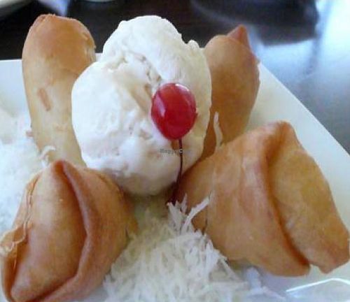 Banana spring rolls and ice cream at California Vegan in Los Angeles