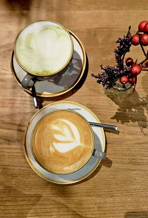 Matcha latte & Cappuccino at Mr. Bens Cafe in Dusseldorf