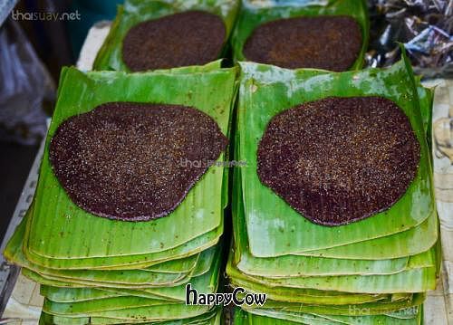 Black sticky rice snack at Weekly Market in Chiang Mai