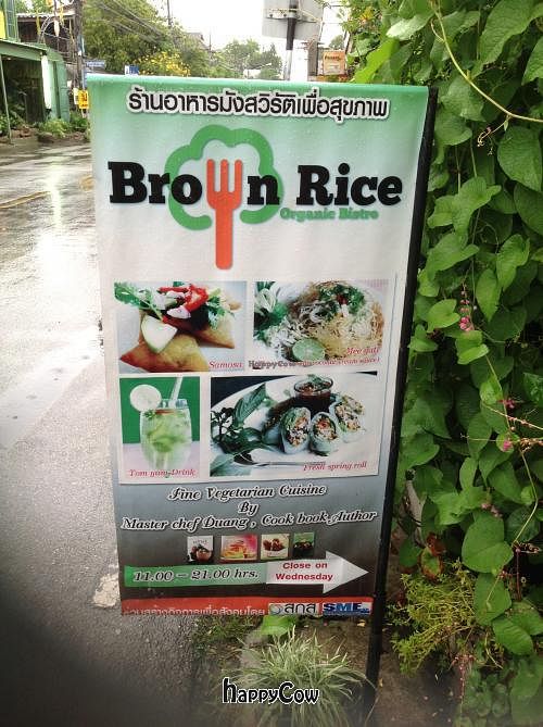 the only sign you'll see,  so be careful or you'll miss it  at Brown Rice Organic Bistro in Chiang Mai