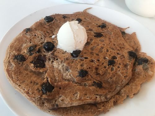 Blueberry pancakes with vegan butter at Succotash in Kansas City