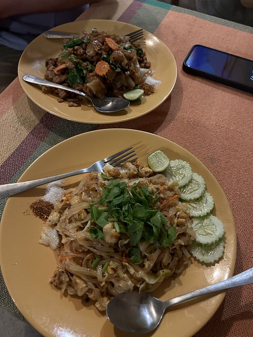 Stir-fried noodles and pad thai   at Grow Vegan in Koh Samui