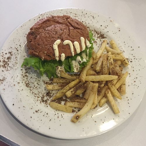 The burger and fries at VG-Tal in Bogota