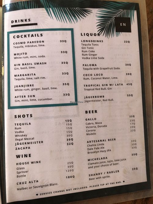 Drinks  at Mellow Hostel in El Paredon