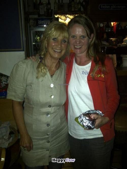 with the owner (and a piece of cake for take away) at Hirschbachstueberl in Lenggries