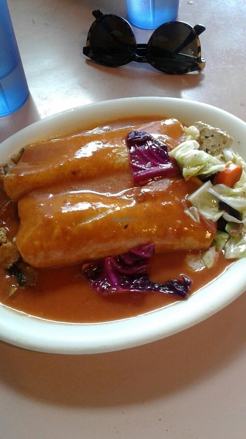 Tofu and mushroom enchiladas  at Pokez in San Diego