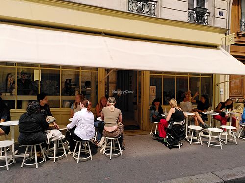 Terrace seats at Buddy Buddy in Paris