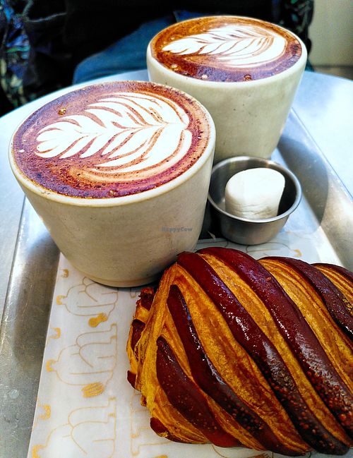 Buddy Latte + Pain au Chocolat at Buddy Buddy in Paris