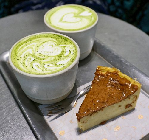 Flan + Matcha Latte at Buddy Buddy in Paris