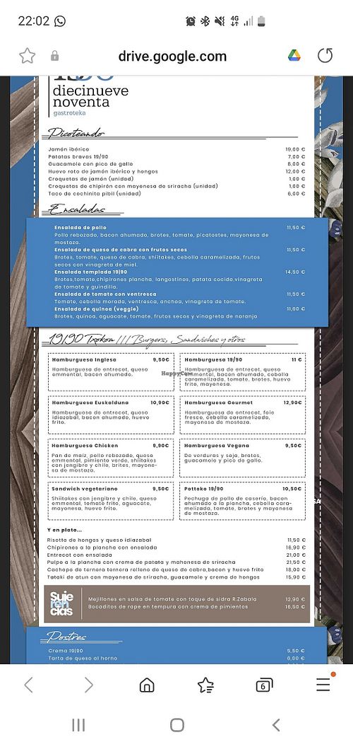 Carta at Diecinueve Noventa in Ordizia