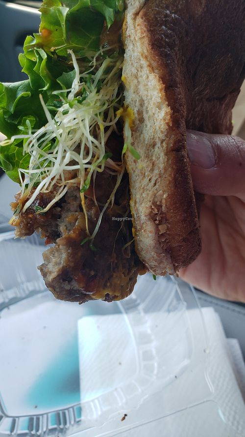 BBQ lentil burger at Simply Wholesome in Los Angeles