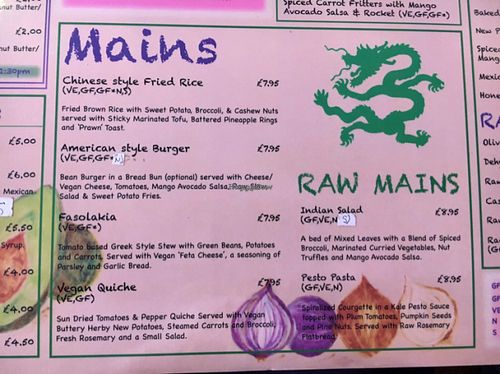 mains menu at Global Tribe Cafe in Leeds