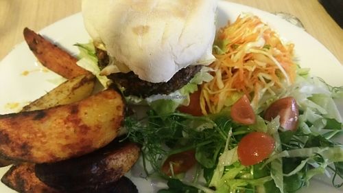 American burger at Global Tribe Cafe in Leeds