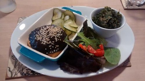 Raw portobello burger at Global Tribe Cafe in Leeds