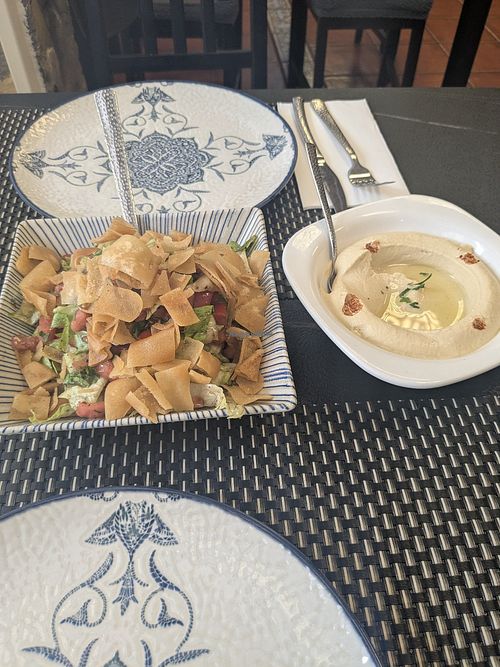 Hummus and fatouch salad at Layalina  in Gran Canaria