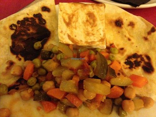 tofu with a tahini sauce, veggies, and pita.  at Buddha Soul in Venice