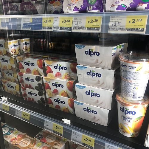 a selection of Alpro soya yoghurts  at Continente   in Alverca Do Ribatejo