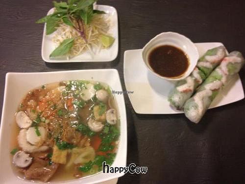 Pho & Salad Rolls. at Three Jewels in Vancouver