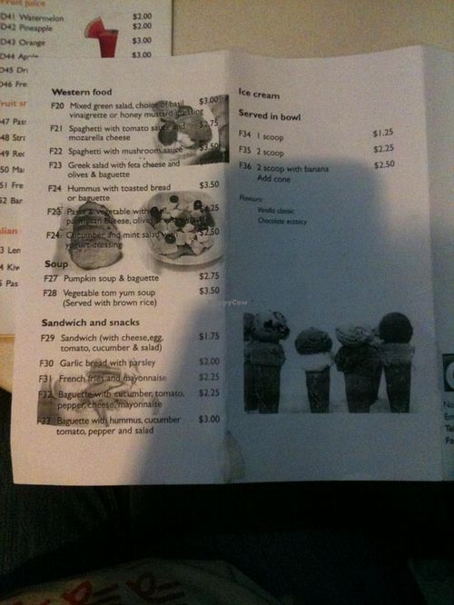 Menu - western food at Cafe Soleil in Phnom Penh